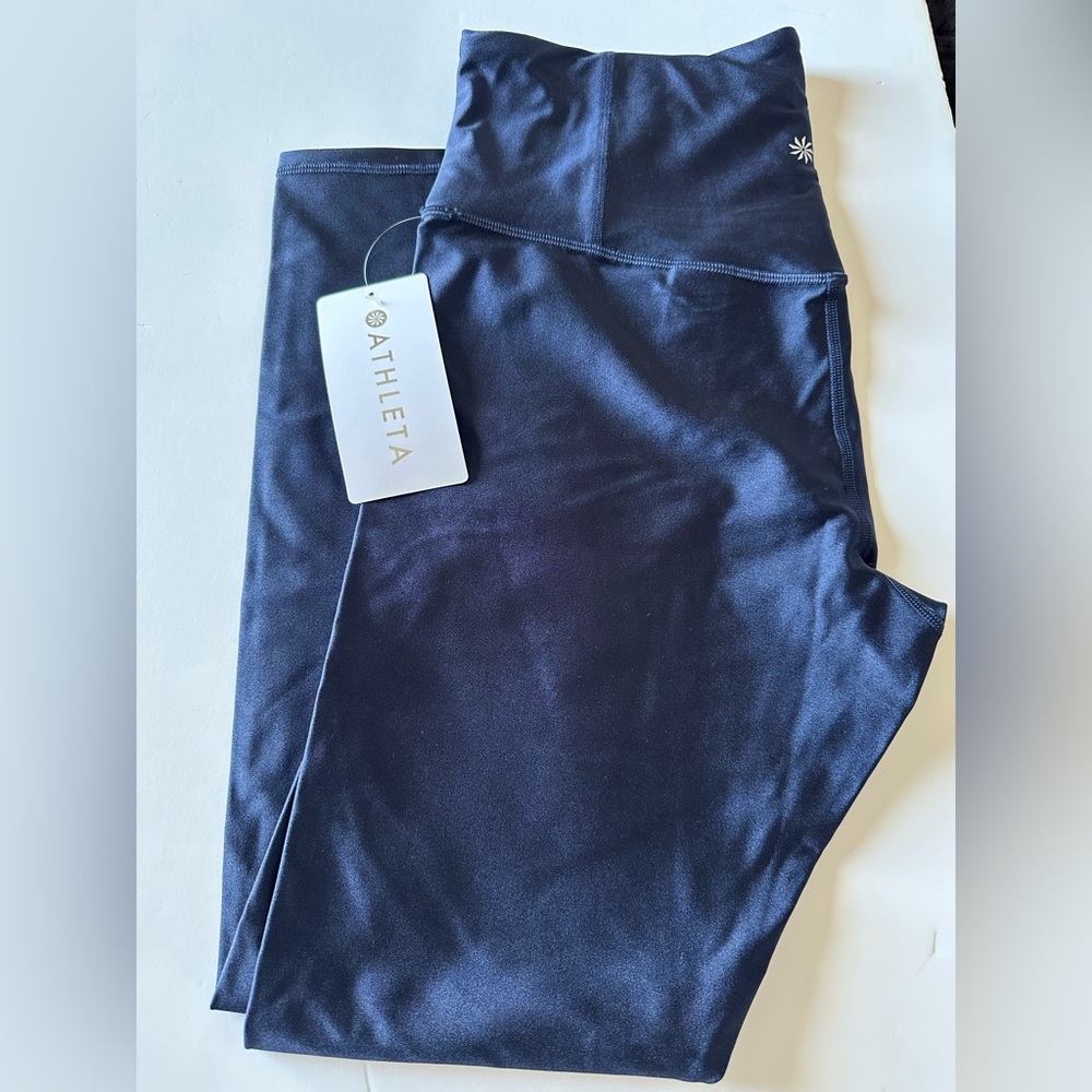 Athleta Navy Blue Shiny Leggings